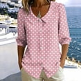 thumbnail image 3 of GERsome Womens 3/4 Sleeve Shirts Polka Dot Button Down Collared Tops for Casual Work Business Travel Pink XL, 3 of 6