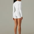thumbnail image 5 of DailyTrove Women's Zip-Up Long Sleeve Bodycon Romper - Slim Fit, Solid Color, Spring & Casual Street Wear,White, 5 of 6