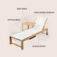 thumbnail image 4 of Trabuco Coastal Modern Acacia Wood Mesh 3-Position Outdoor Chaise Lounge Set with Side Table, White/Light Teak, 4 of 9