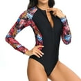 thumbnail image 6 of vigerkar One Piece Swimsuit for Women Neck Zipper Long Sleeve Bathing Suit Black, S, 6 of 8