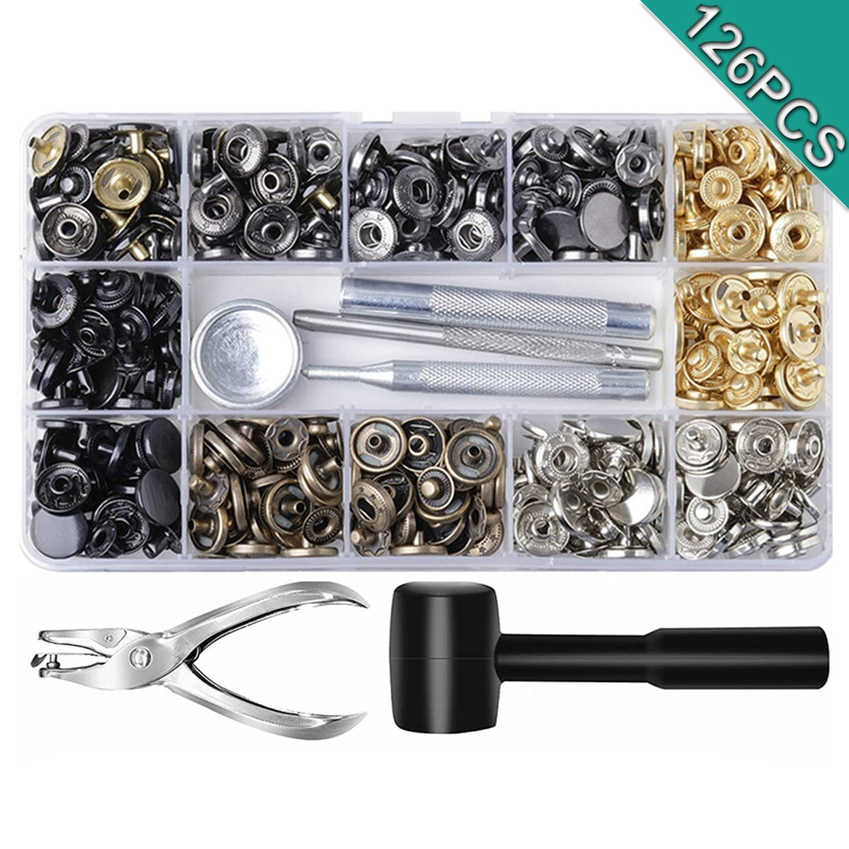 Leather Snap Button Kits 12.5mm Metal Button with Hammer for Clothes Jeans Wears Bracelets Bags