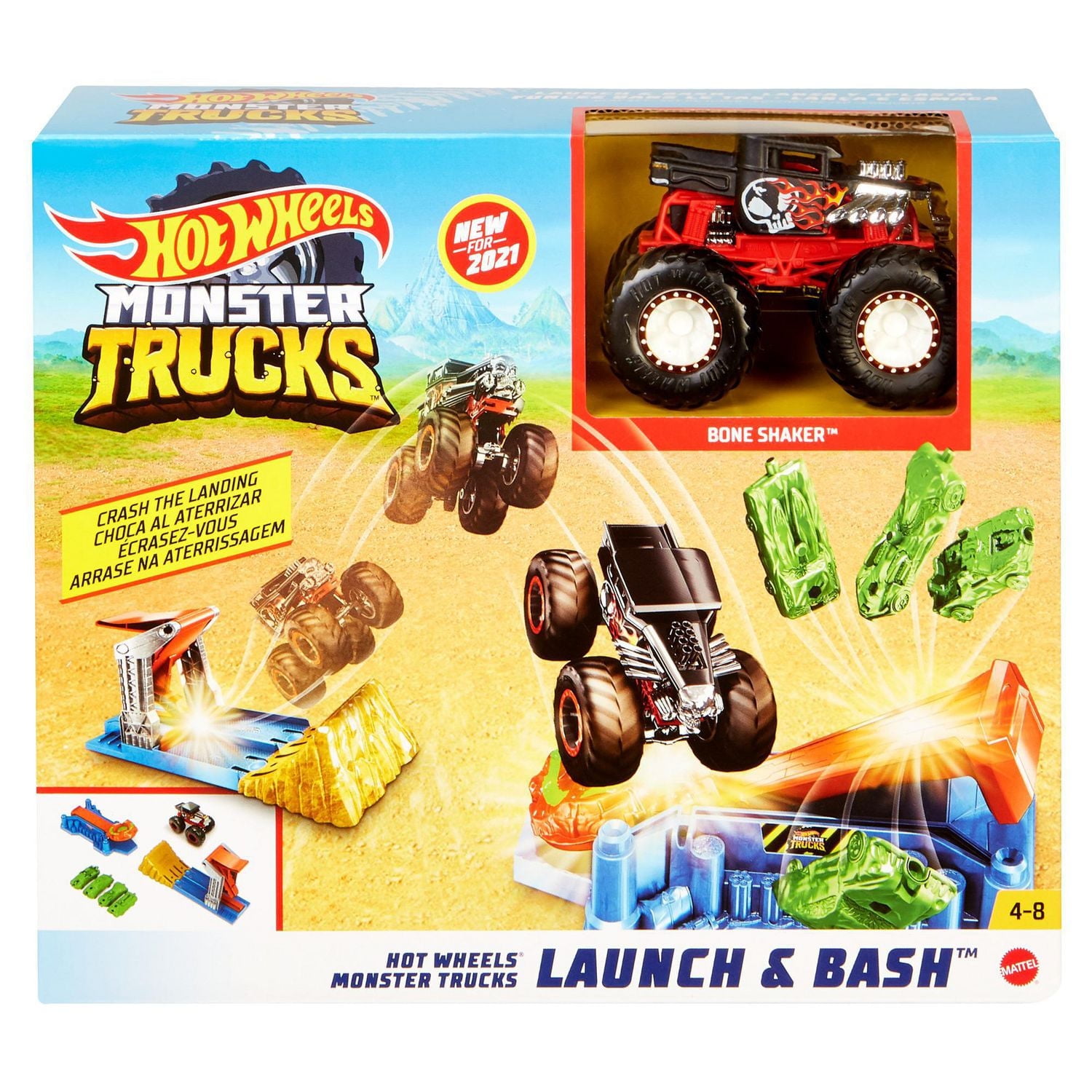 Hot Wheels Monster Trucks Launch and Bash Playset