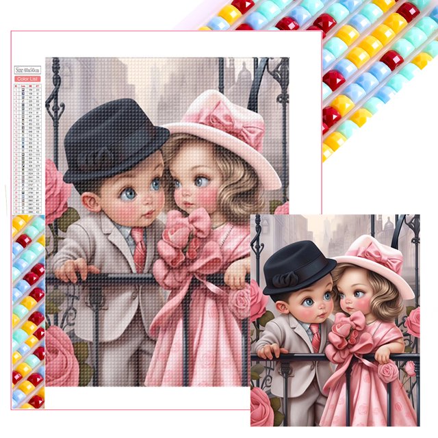 5D DIY Con Cuentas Cuadradas Día San Valentín Pareja Arte Artesanal 45x55cm