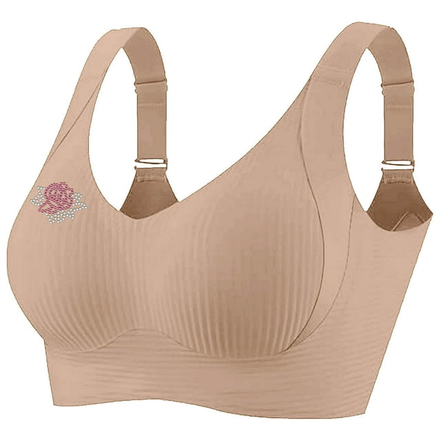 Women's Adjustable Ribbed Bra - Wireless Seamless Bralette | Lightweight Full Coverage with Wide Straps for Large Bust Support