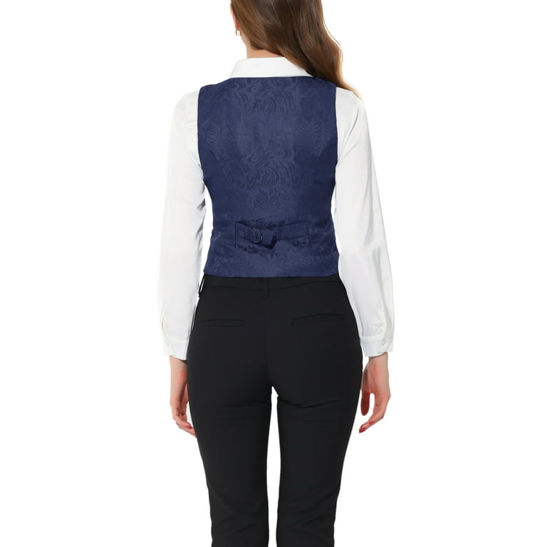 INSPIRE CHIC Vintage Vest for Women's Button Up Jacquard