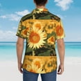 thumbnail image 4 of Balery Golden Sunflower In Field Camisas hawaianas de manga corta para hombre, camisas playeras de corte holgado, camisas de vacaciones con botones,Small, 4 of 7