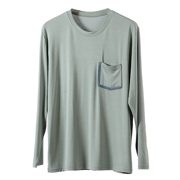 Mens Pajama Tops Long Sleeve Men's Pajamas Long Sleeve Thin with Pockets Casual Loungewear Pajama Shirts Army Green L