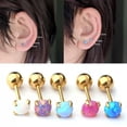 thumbnail image 4 of K-KED Cartilage Earrings Stud Rook Piercing Opal Gem Ball Flat Back Tragus Nose Helix!-3703#S-4mm, 4 of 9