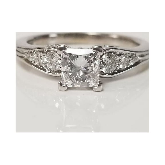 Forever Jewels 2.50Ct Princess Cut Moissanite Women Halo Engagement Ring 14K White Gold Plated