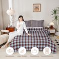 thumbnail image 3 of Manfei Classic Plaid King Size Comforter Sets,Vintage Check Comforters King Size,Brown Blue,Light Gray Reversible,3 Pieces,1 Comforter and 2 Pillowcases,3 Pieces,1 Comforter and 2 Pillowcases, 3 of 7
