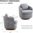 thumbnail image 2 of BISHE Swivel Accent Chair, Oversized 360° Barrel Armchair with Round Wood Base, Comfy Upholstered Lounge Chair for Living Room or Bedroom, Linen Light Blue, 2 of 7