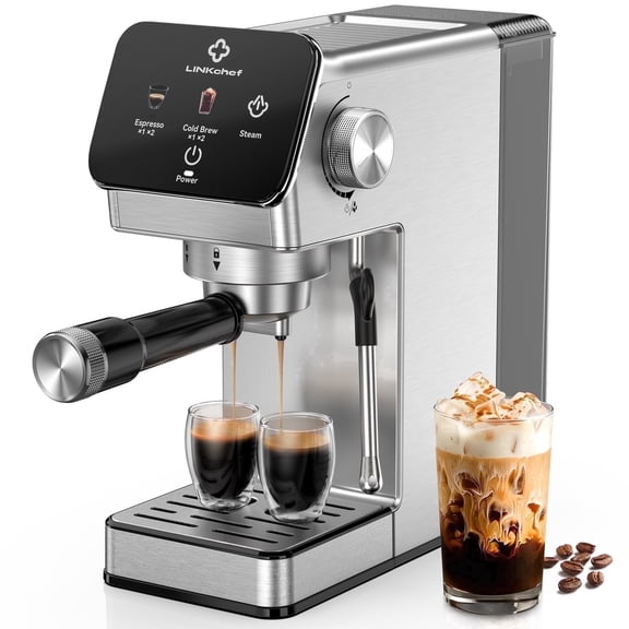 LINKChef 20 Bar Espresso Machine with Cold Brew , Professional Coffee Maker for Latte & Cappuccino, Stainless Steel