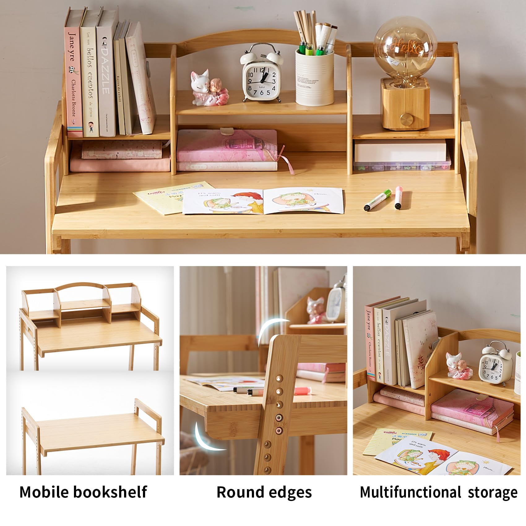 UNICOO® Kid Desk and Chair Set - Durable Kids Desk with Chair - Modern Kids Study Desk and Chair Set - Ideal for Homework and Art Projects (Nature 01)