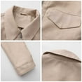 thumbnail image 6 of YOIAVAIOY Womens Faux Leather Jacket Lapel Long Sleeve Zip Up Cropped Jackets Trendy Casual Moto Biker Jacket Beige S, 6 of 8