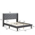 thumbnail image 6 of Velvet Button Tufted-Upholstered Bed with Wings Design - Strong Wood Slat Support - Easy Assembly - Gray, Queen, platform bed, 6 of 6