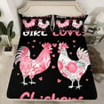 thumbnail image 2 of Castle Fairy Animal Chickens 4 Pieces Queen Sheet Sets for Teens Kids,Farmhouse Animal Ultra Soft Flat Sheet,Black Pink Queen Fitted Sheet,Breathable Home Decor, 2 of 7