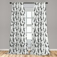 thumbnail image 5 of Ambesonne Tribal Curtains, Black White Boho Feather, Pair of 28"x95", Charcoal Grey White, 5 of 5