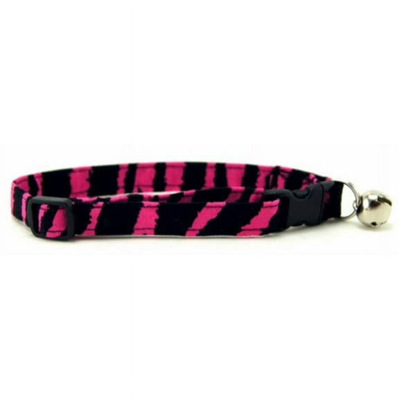 Hot Pink Zebra Stripes Cat Collar