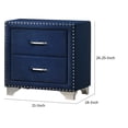 thumbnail image 3 of Cale 26 Inch Modern Wood Nightstand, Velvet Upholstered, Nailhead, Blue - Saltoro Sherpi, 3 of 6
