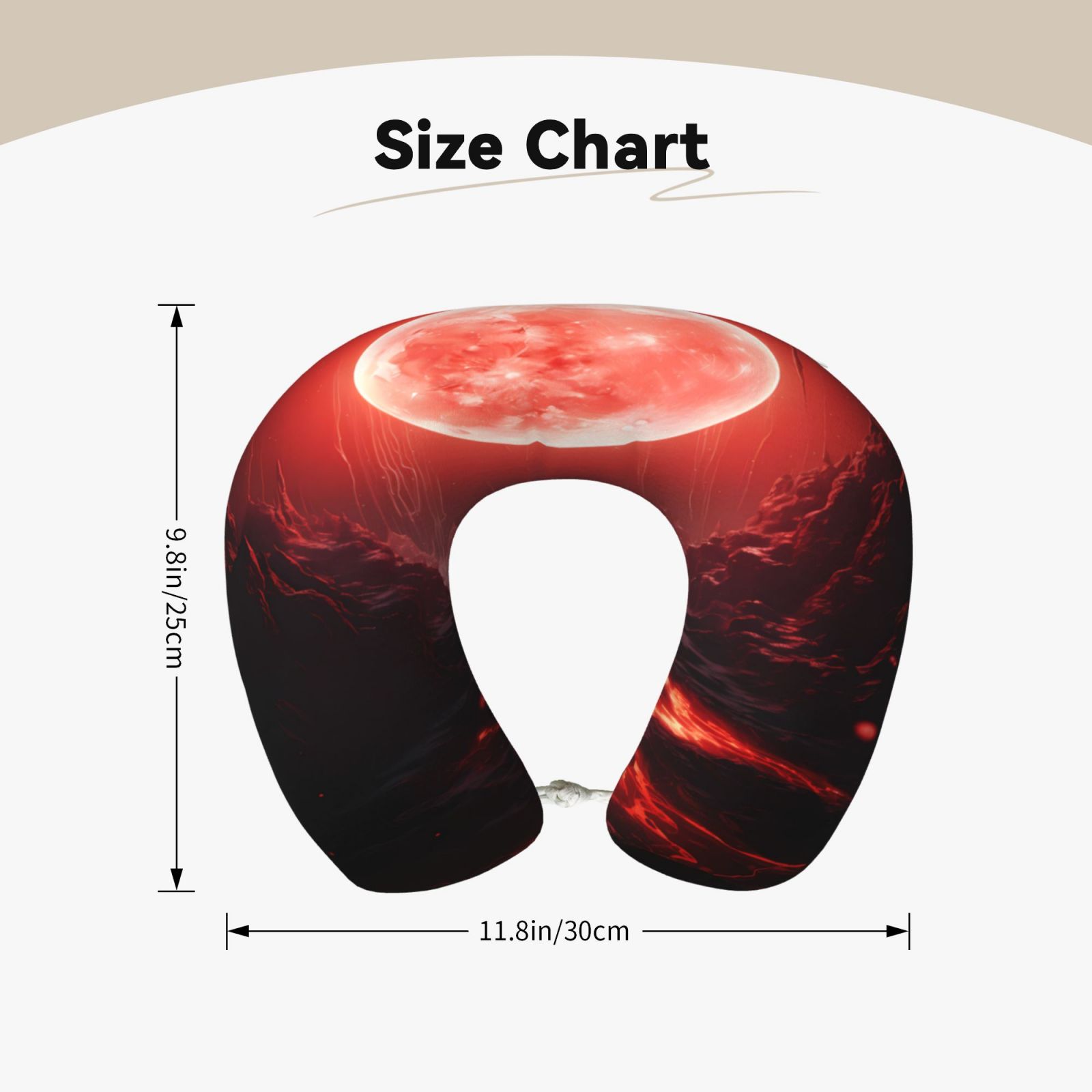 Xecao Red Moon Lava Print Memory Foam Cervical Neck Pillow Versatile U-Shaped Pillows for Home,Office,Camping,Travelling,Soft Washable Cover