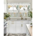 thumbnail image 5 of Spring Floral Kitchen Curtains Swag Valance and Tier Curtains Set 36 Inch Length, Summer Botanical Watercolor Flowers Rod Pocket Drape Panels Pair Swag Curtain for Bathroom/Cafe/Window, 5 of 6
