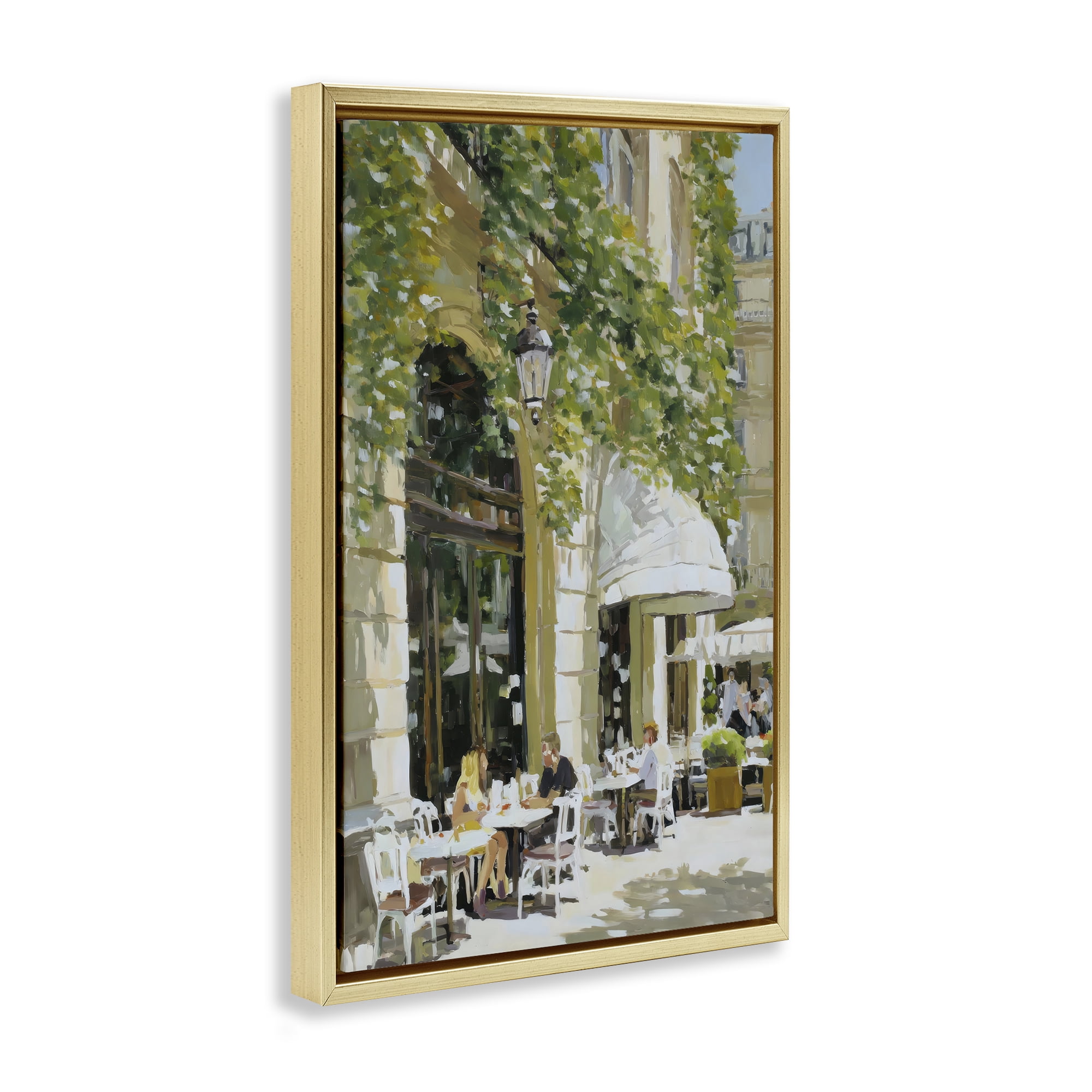 Stupell Industries Sunny Day Cafe Terrace Gold Framed Floater Canvas Wall Art, design by Petal Prints Design