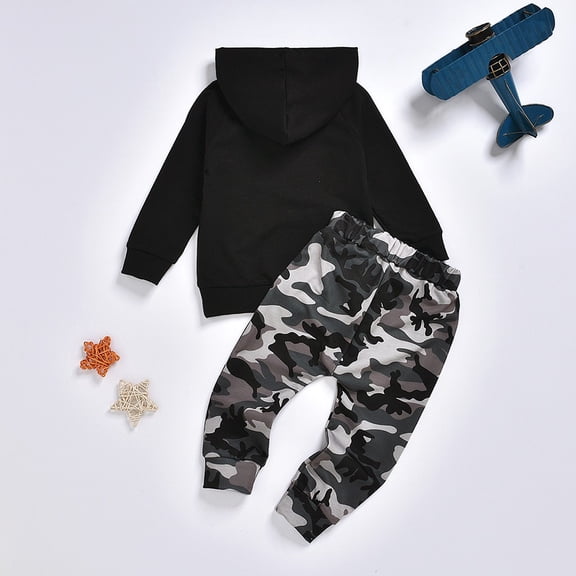 Vedolay Two Piece Sets for Boy Fall Top and Pants Set Boys Fall Clothes 2023 Fall Outfit,Black 12-18 Months