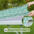 thumbnail image 6 of Turquoise Daisy Flower Yellow Centers Pattern Square Fitted Tablecloth with Elastic Edge,Square Table Cover,Washable Elastic Table Cover for Home Kitchen Party Decor 34"x34", 6 of 6