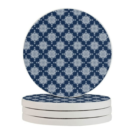 

Circular Drink Coasters Set Ethnic Pattern Beautiful Home Decor Diatomite Heat-Resistant Diatomite Protect Table Countertop