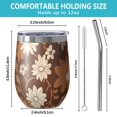 thumbnail image 5 of 12oz Stemless Wine Tumblers Brown Daisy Flower Floral Pattern Vacuum Insulated Stainless Steel Travel Tumbler Cups Mug with Lid and Straw for Champaign,Cocktail,Beer with Cleaning Brush, 5 of 5