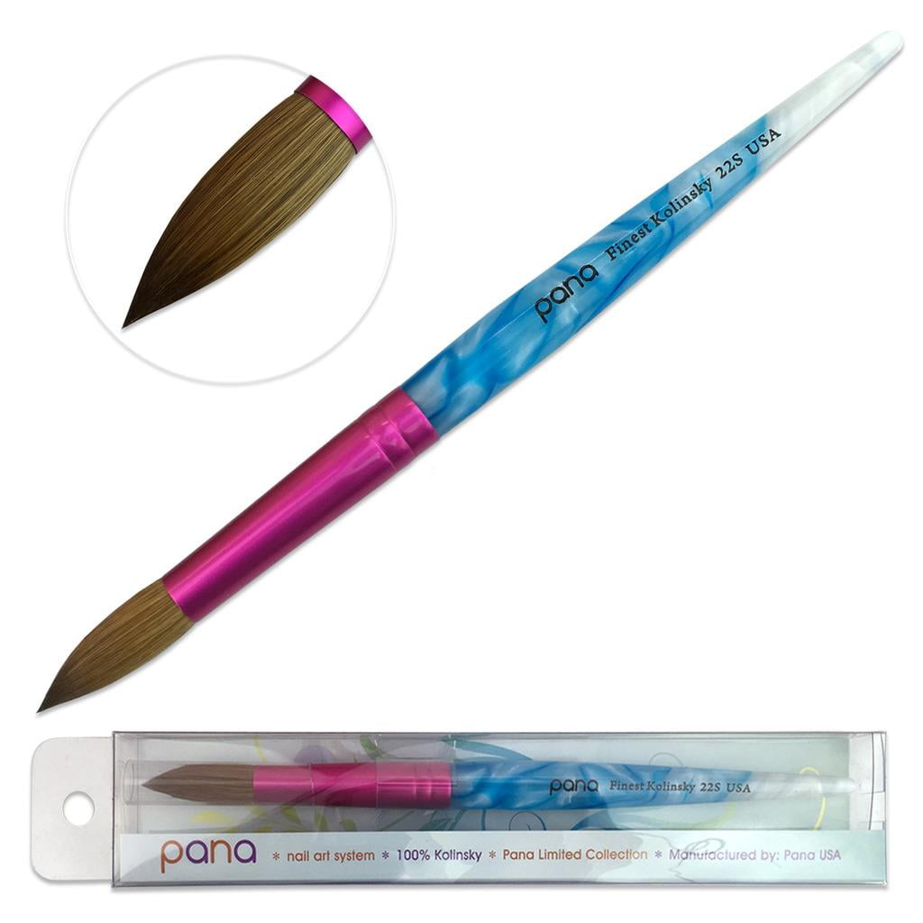 Pana Kolinsky Nail Brush with White and Blue Swirl Acrylic Handle Size 22