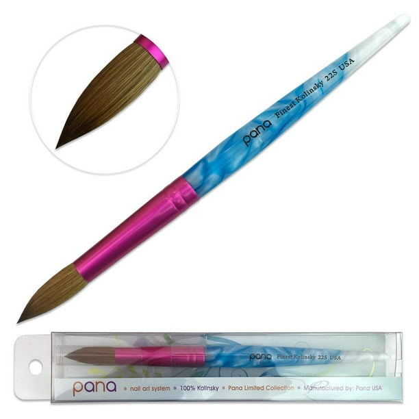 Pana Pana Kolinsky Nail Brush with White and Blue Swirl Acrylic