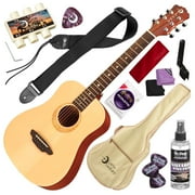 Luna Safari Series Muse Spruce 3/4-Size Travel Acoustic Guitar with Guitar Care Kit Basic Bundle