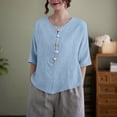 thumbnail image 2 of Camisetas de Algodón para Mujeres de Ajuste Suelto, Cuello en V Algodón Y Lino, Casual Suelto Camisa de Manga Corta, 2 of 7