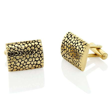 Gold Black Onyx Cufflinks - Gold and Black Contoured Stainless Steel Men's Cufflinks 20X12MM