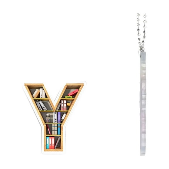 YOHAVEN 26 Letter Acrylic Keychain, Alphabet Bookshelf Pendant Personalized Initial Keychain Decorative Bag Charm for Car Rearview Mirror Purse Accessories Gift
