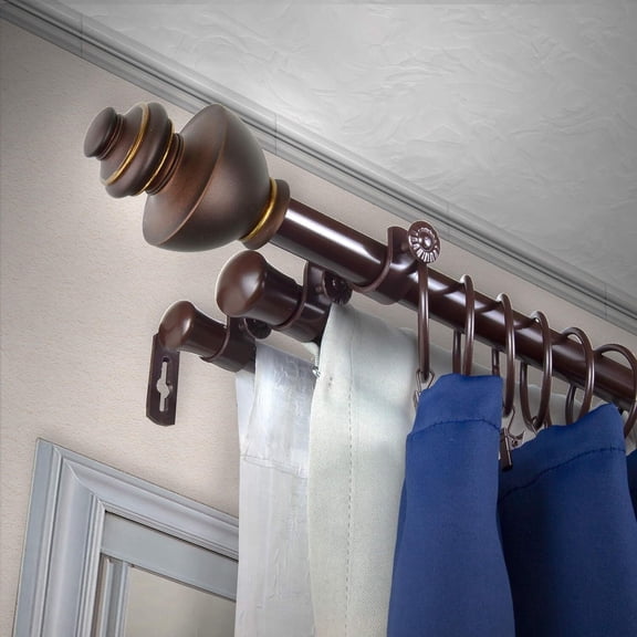 Homestock Renaissance Romance Bay Window Curtain Rod, Steel, 28-48" Adjustable with End Caps and Mounting Hardware
