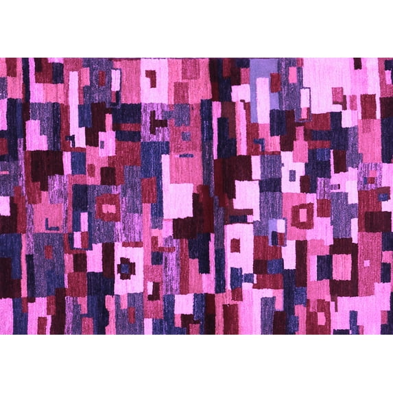 Ahgly Company Indoor Rectangle Abstract Purple Contemporary Area Rugs, 2' x 4'