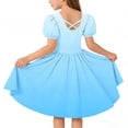 thumbnail image 4 of Ashirexll Girls Summer Dress Children Short Sleeve Round Neck Classic Back Solid Color Casual A-Line Dress for Preteen Kids, 4 of 7