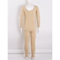 thumbnail image 3 of Hansber Kids Fleece Lined Jumpsuit for Girls Ballet Gymnastic Leotard Outfits Long Sleeve Bodysuit A Nude Round Neck 150/XL, 3 of 6