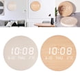 thumbnail image 2 of LED Digital Wall Clock Temperature Date Time Multi-function Display Wood Silent Alarm Clock for Bedroom LivingRoom Hanging Clock (Cotton fiber), 2 of 7