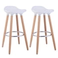 thumbnail image 1 of Giantex Set of 2 Bar Stool, Modern Counter Height Stool with PP Seat and Wooden Legs, Minimalist Armless Dining Chair, Side Stools for Kitchen, Restaurant, Cafe, Easy to Assemble, White, 1 of 8