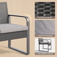 thumbnail image 4 of 3 PCS Wicker Patio Set, Wicker Rattan Chairs and Tempered Glass Table, for Porch, Balcony, Backyard- Includes Gray Cushions, 4 of 7