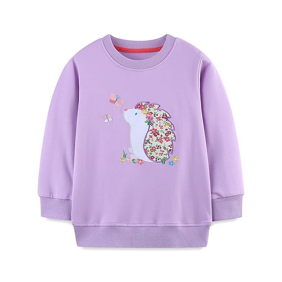 Toddler Girls Sweatshirts Fall New Knitted Children's Hoodie Cartoon Embroidered Long Sleeved Hoodie Cute Pullover Tops Clothes for Girls Size 4-5T