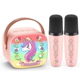 thumbnail image 1 of Mini Karaoke Machine for Kids, Birthday Gifts for 3 4 5 6 7 8 9 10 Year Old Girls, 2 Wireless Karaoke Microphones for Kids, Portable Bluetooth Speaker, Gifts for Girls, 1 of 5