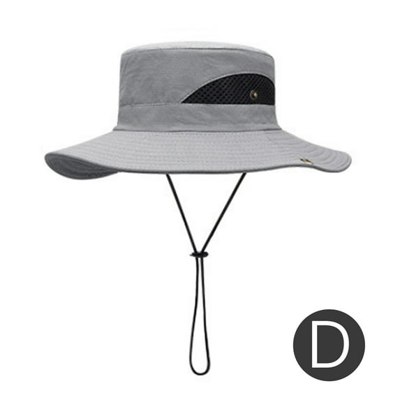 YeekTok Fishing Hiking Hat with String Wide Brim Hat for Men Women Light Grey UV Protection Sun Hat