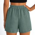 thumbnail image 4 of Summer Womens Shorts Fashion Shorts For Women High Waisted Cuffed Back Elastic Waistband Pleated Linen With Pockets Pants For Women, 4 of 6