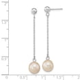 thumbnail image 2 of Finest Gold 14K White Gold 7-8 mm White Round Freshwater Cultured Pearl Dangle Post Earrings, 2 of 2