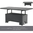 thumbnail image 4 of Grand Patio Indoor/Outdoor All-Weather Resin Wicker Coffee Dining Table with Adjustable Lift Top and Storage Shelf, Steel Frame, Gray, 4 of 7