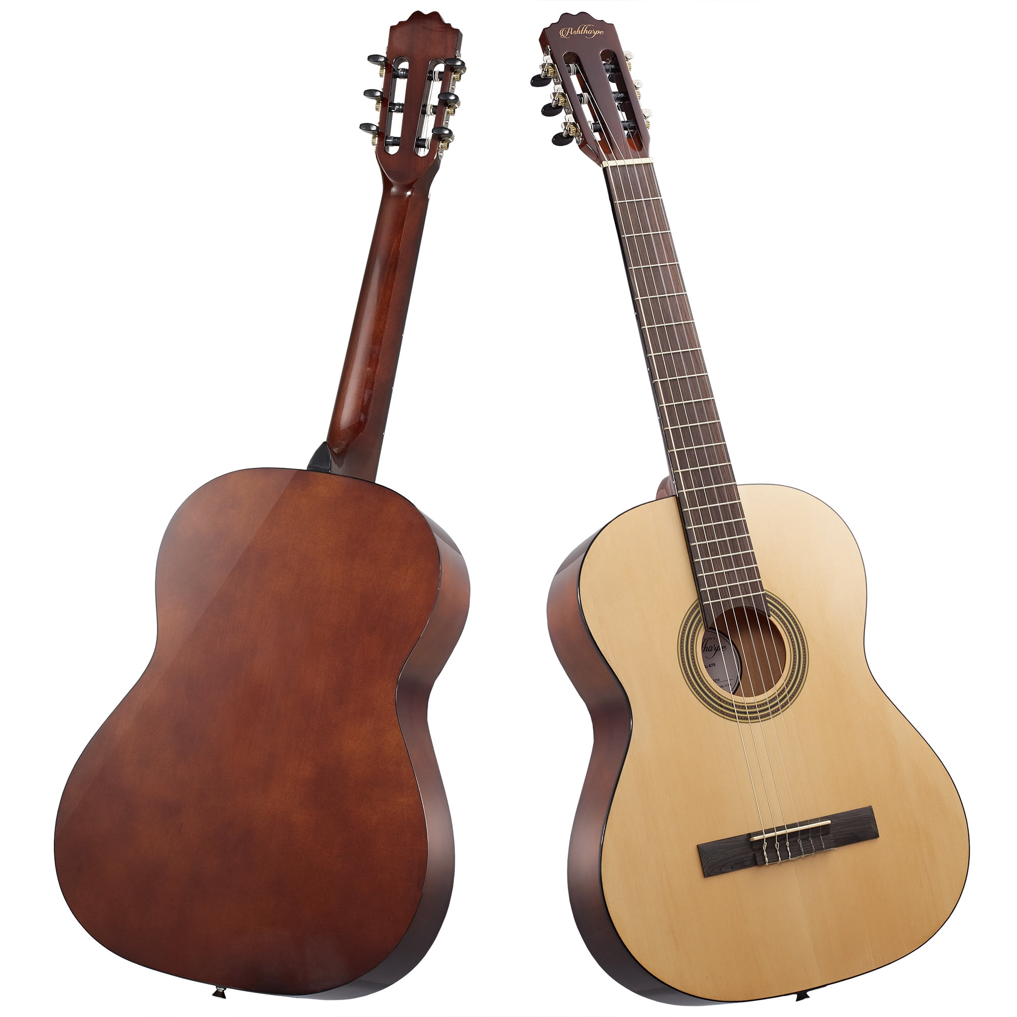 Ashthorpe 39-inch Full-Size Classical Acoustic Guitar, Premium Tonewoods with Classic Natural Finish, Nylon Strings, Gig Bag, Strap, Picks